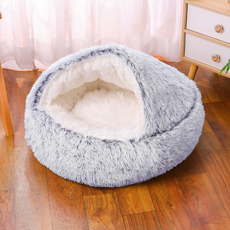 Cozy Round Dog Bed – Soft Fabric Pet House for Small to Medium Dogs (Multiple Sizes & Colors)
