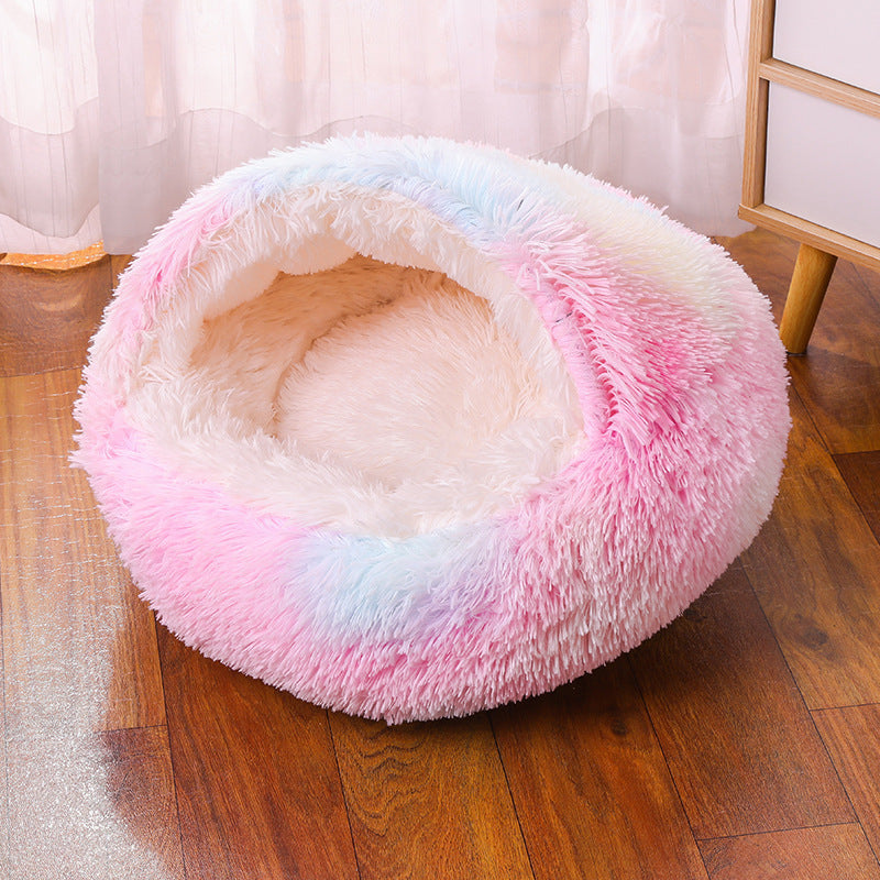 Cozy Round Dog Bed – Soft Fabric Pet House for Small to Medium Dogs (Multiple Sizes & Colors)