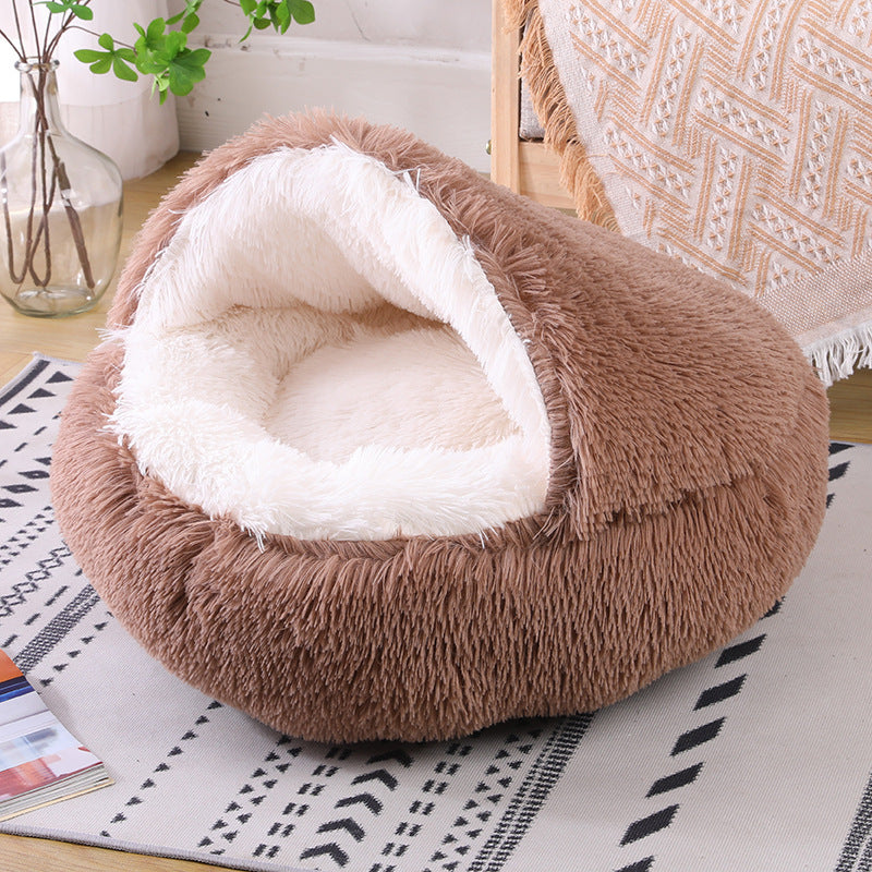 Cozy Round Dog Bed – Soft Fabric Pet House for Small to Medium Dogs (Multiple Sizes & Colors)
