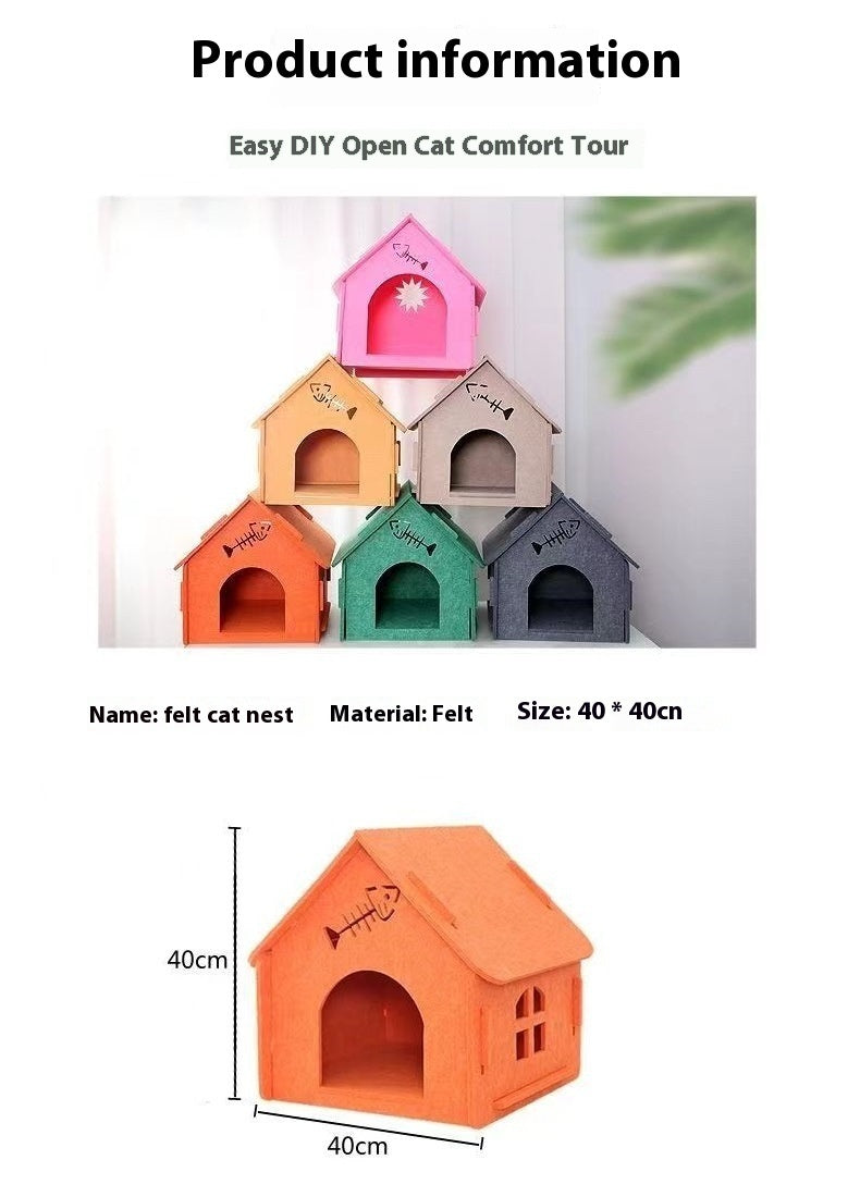 Cozy Cat Nest Bed – Soft Polyester Fiber Pet Bed for Indoor Cats (40×40cm, Multiple Colors)