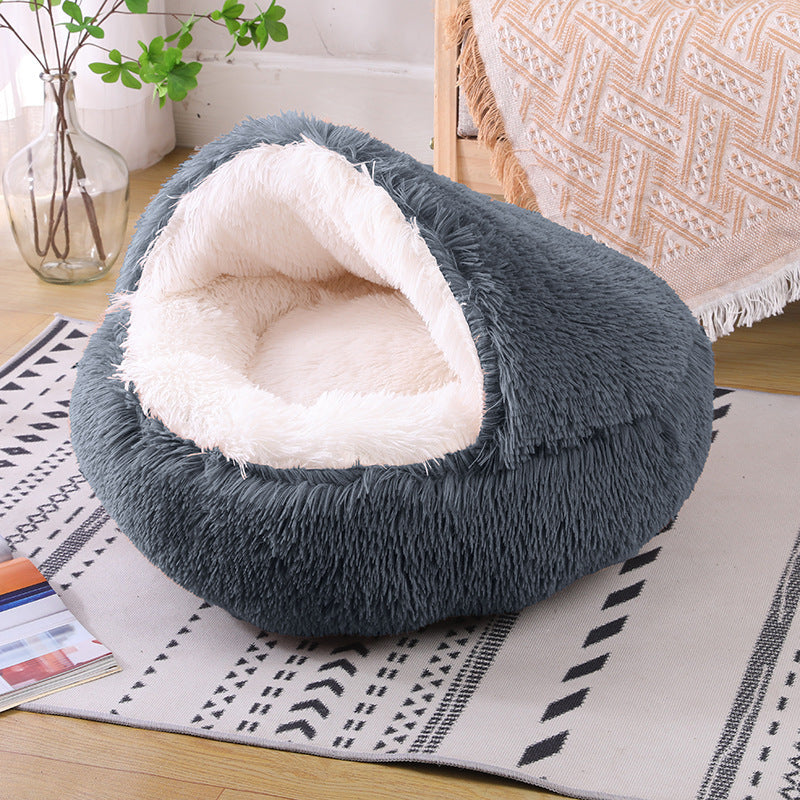 Cozy Round Dog Bed – Soft Fabric Pet House for Small to Medium Dogs (Multiple Sizes & Colors)