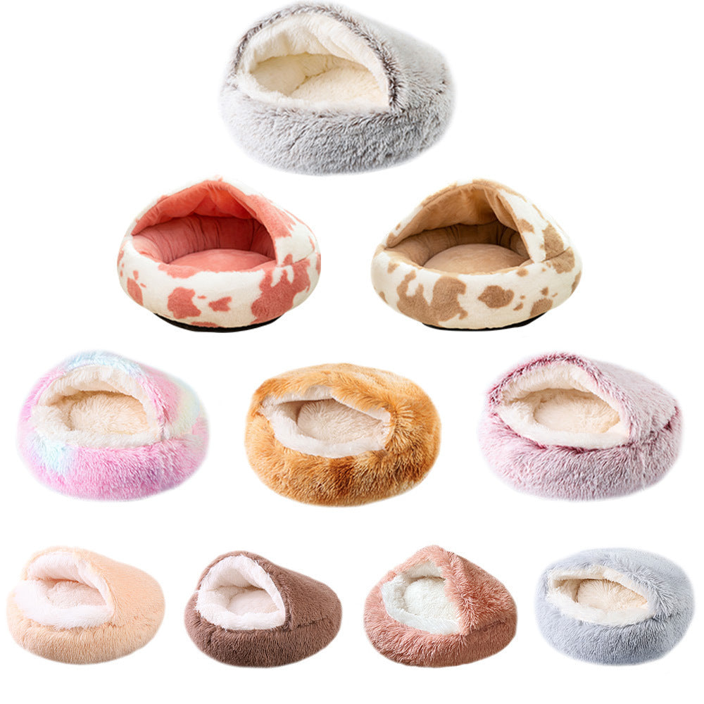 Cozy Round Dog Bed – Soft Fabric Pet House for Small to Medium Dogs (Multiple Sizes & Colors)