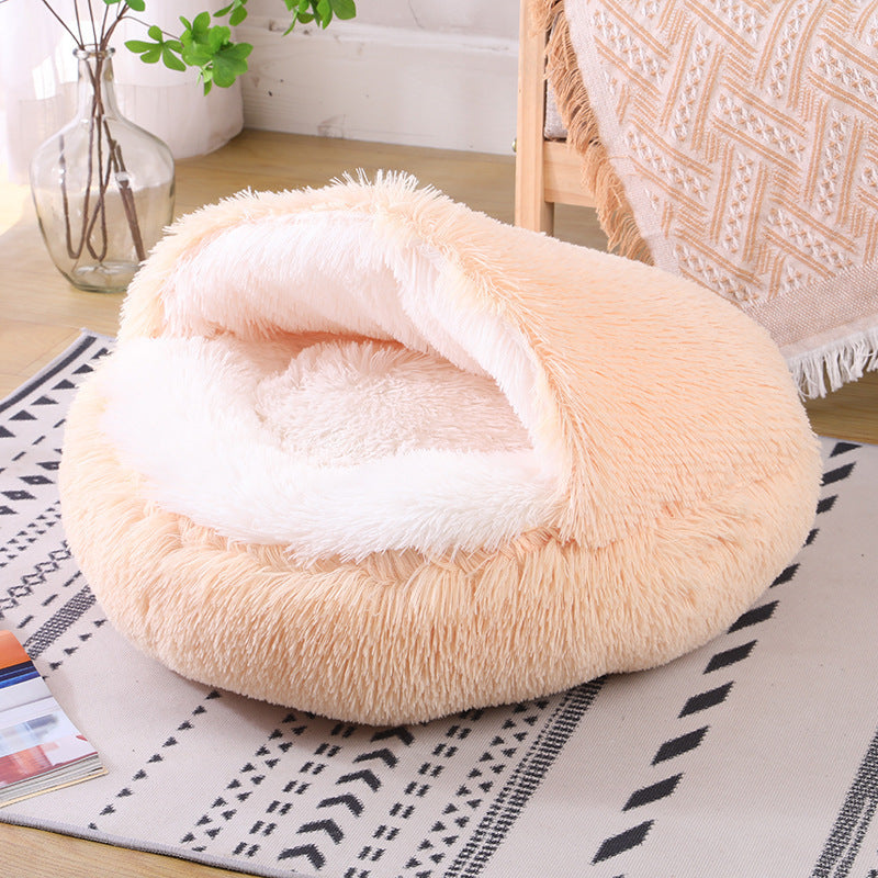 Cozy Round Dog Bed – Soft Fabric Pet House for Small to Medium Dogs (Multiple Sizes & Colors)